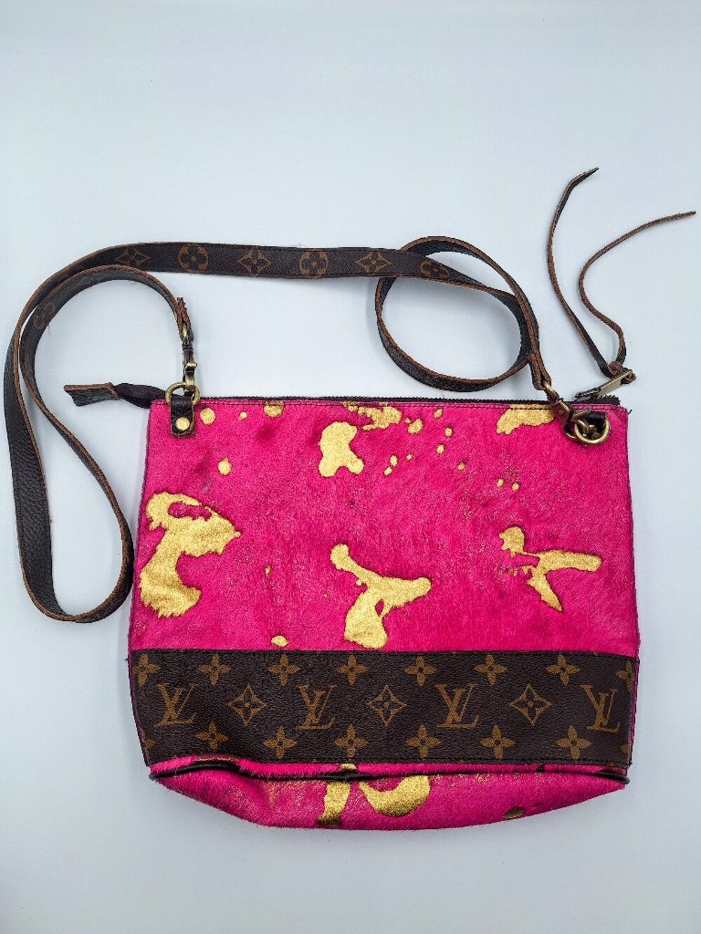 Keep It Gypsy Hot Pink Cowhide Upcycled Crossbody Purse